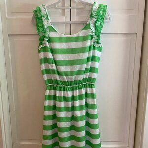 Lilly Pulitzer Dress | Green and White Ruffle Dress | Size Small